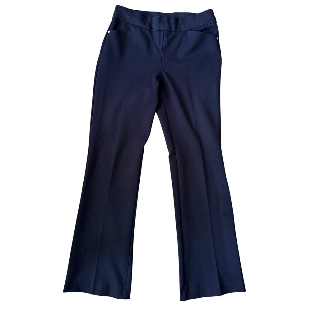 Anne Klein Dress Pants Women 10 Navy Blue Pull On Stretch Career Professional